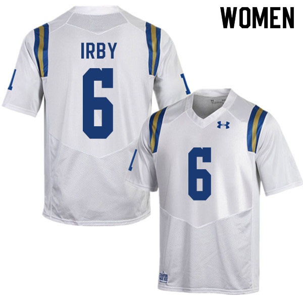 Women #6 Martell Irby UCLA Bruins College Football Jerseys Sale-White - Click Image to Close